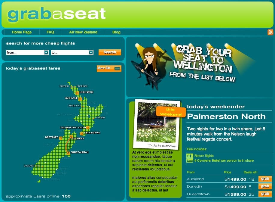 Air New Zealand - GrabASeat apps