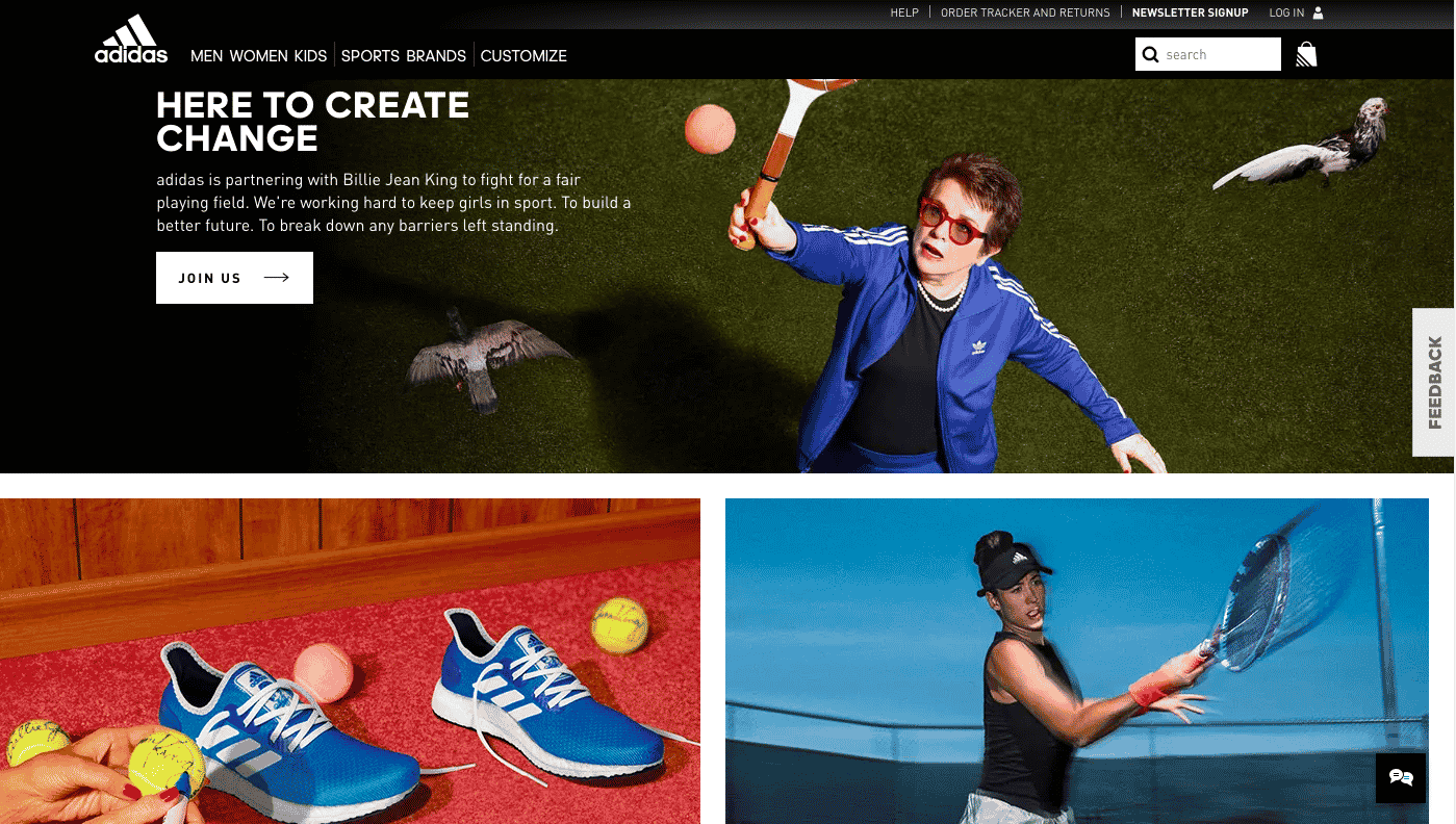 Adidas homepage